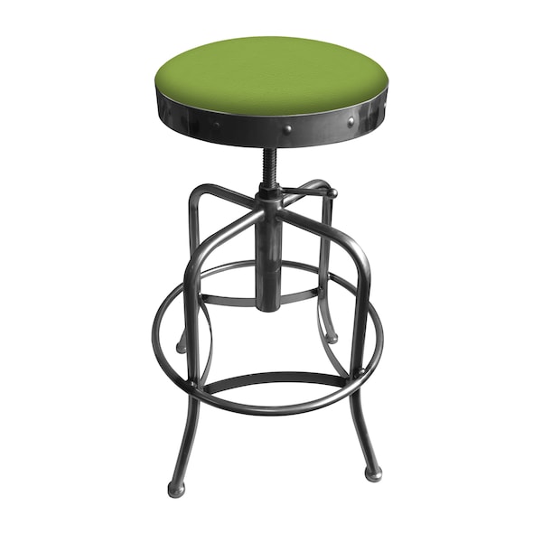 Adjustable Stool, Clear Coat Finish, Canter Kiwi Green Seat